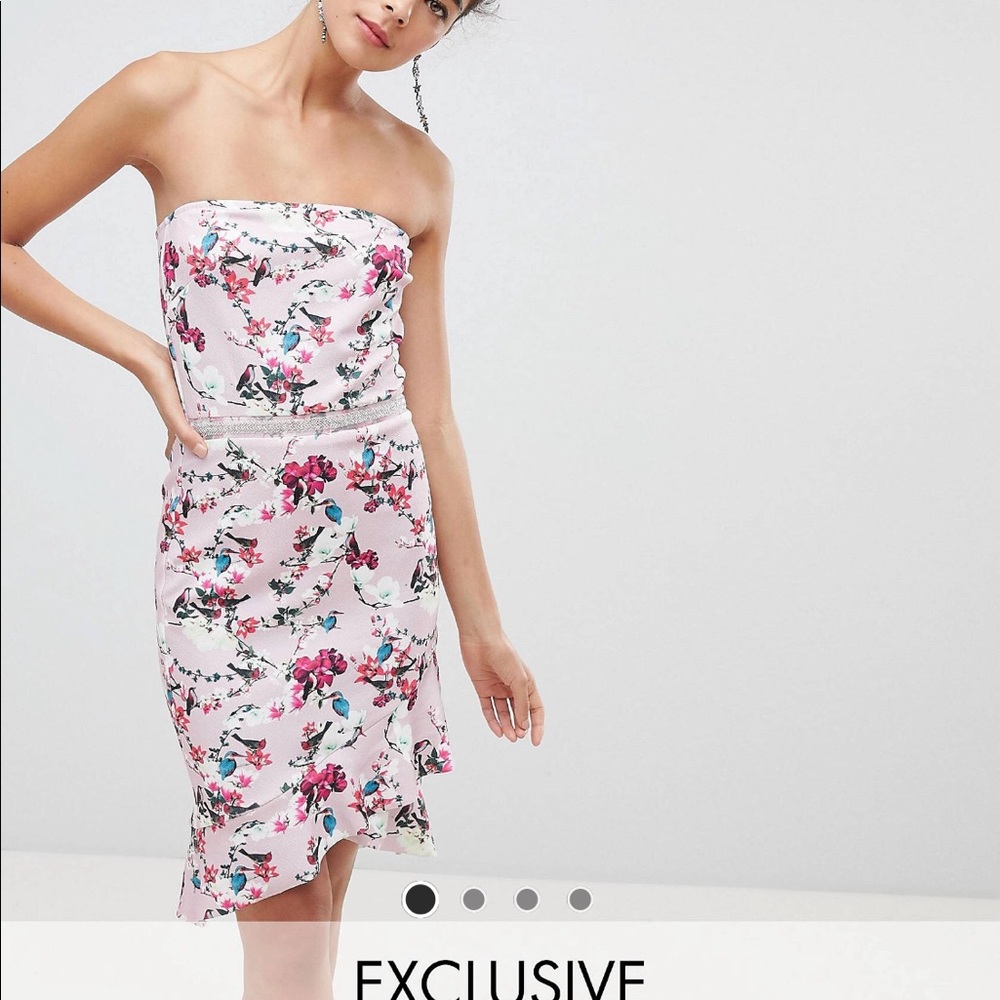 ASOS Pink Floral Strapless Dress